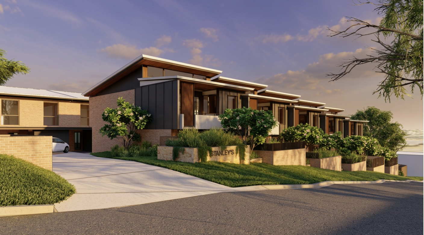 Gympie Views — render of contemporary townhouses