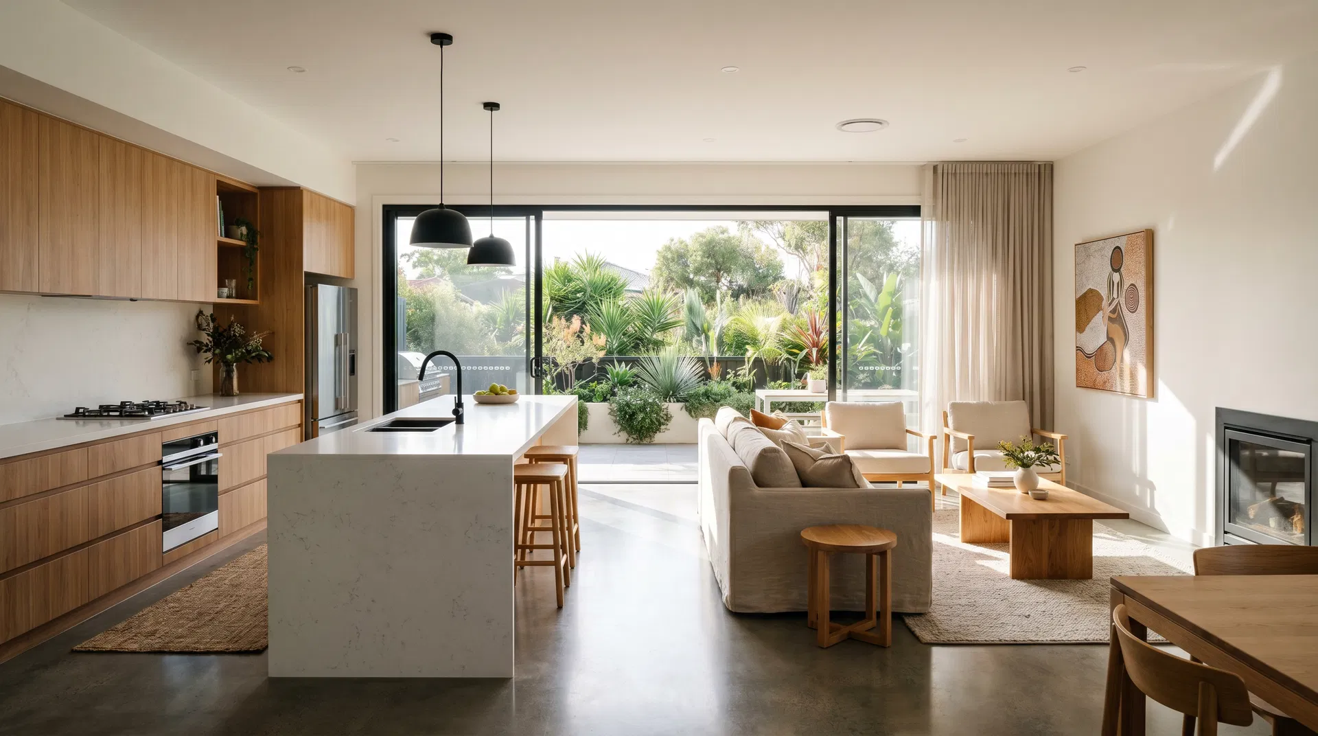 Modern open-plan kitchen and living area